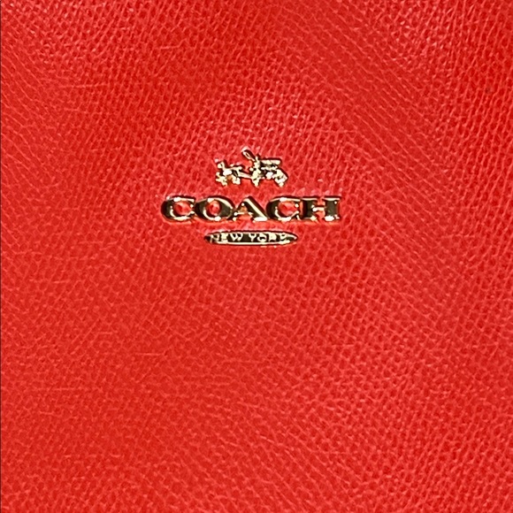 Coach Red Leather City Tote Bag Zip Top - Picture 2 of 11